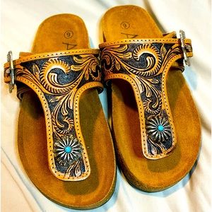 American Darling Hand Tooled Leather Sandals